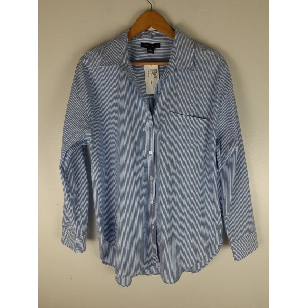 Sanctuary Blue and White Striped Button-Down Shirt